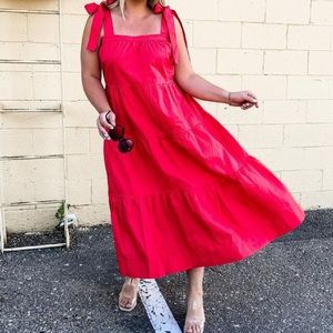 Free Assembly Women's Tie Shoulder Tiered Maxi Dress NWT